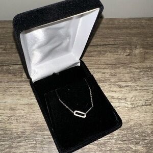 Diamond Accent Paperclip Connection Pendant in Sterling Silver